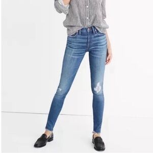 Madewell Jeans 9 Inch High Rise Skinny Ankle Jeans Distressed Raw Hem Size 31